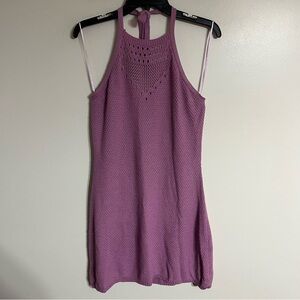 Ultra Flirt Crochet Knit‎ Tie Halter Neck Dress Junior Size XL Pink Purple Color